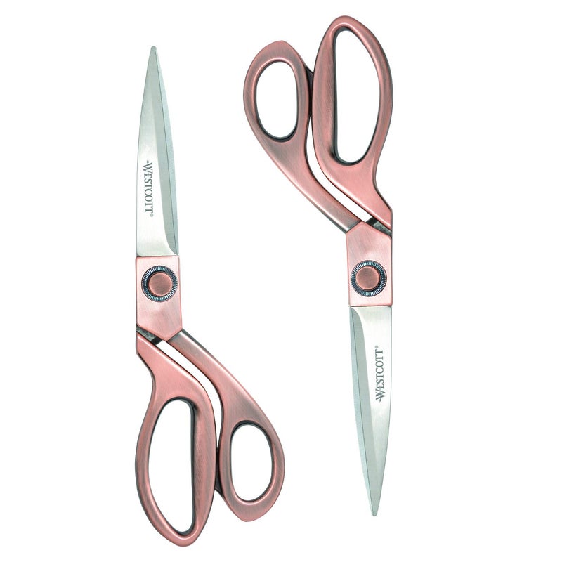 Westcott 8" Bent Stainless Steel Copper-Finish Scissors For Office & Home, 2 Pack (17600) - Image 1